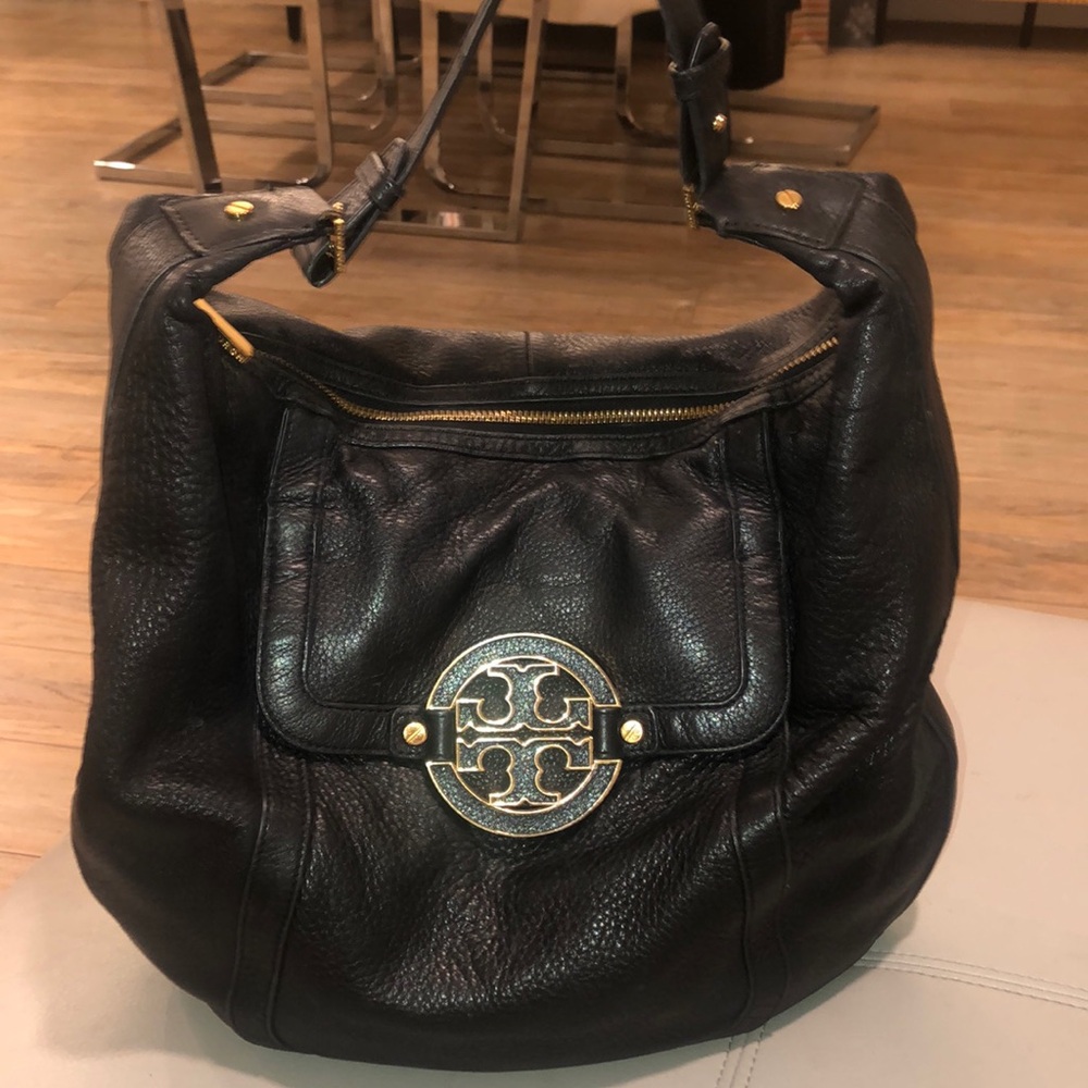 Tory Burch black Amanda Flat Hobo bag